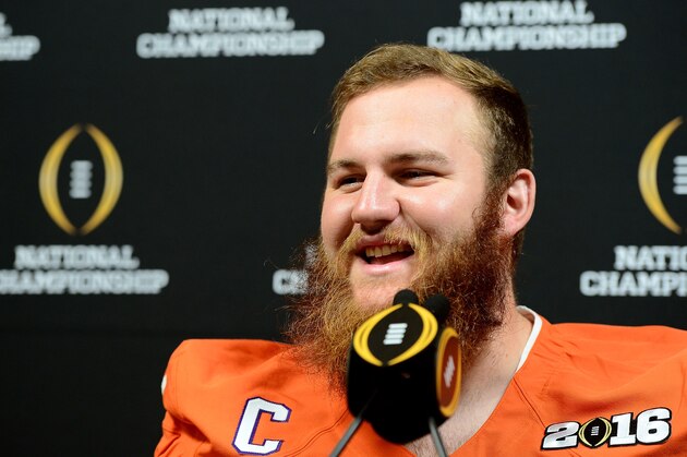 PHOENIX, AZ - JANUARY 09:  Offensive lineman Eric Mac Lain #78 of the Clemson Tigers addresses the media during Media Day for the College Football Playoff National Championship at Phoenix Convention Center on January 9, 2016 in Phoenix, Arizona.  (Photo by Jennifer Stewart/Getty Images)