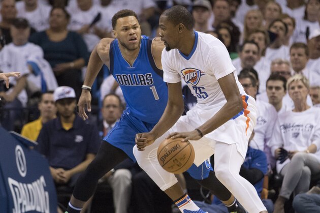 OKLAHOMA CITY, OK - APRIL 18: Kevin Durant