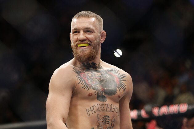 Conor McGregor awaits the start of his UFC 196 welterweight mixed martial arts match against Nate Diaz, Saturday, March 5, 2016, in Las Vegas.  Diaz won by submission. (AP Photo/Eric Jamison)