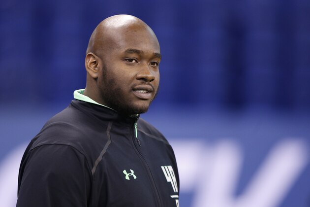 INDIANAPOLIS, IN - FEBRUARY 26: Offensive lineman Laremy Tunsil of Ole Miss looks on during the 2016 NFL Scouting Combine at Lucas Oil Stadium on February 26, 2016 in Indianapolis, Indiana. (Photo by Joe Robbins/Getty Images)