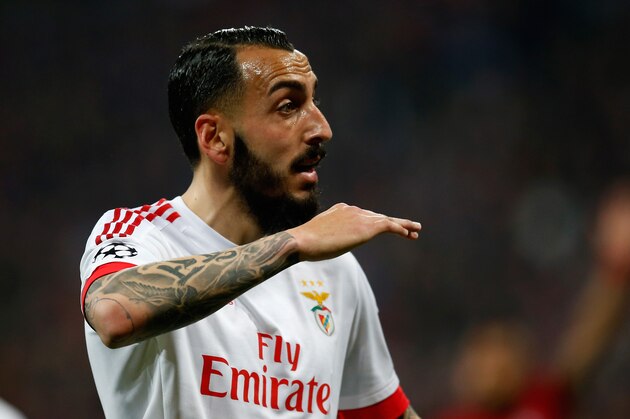 MUNICH, BAVARIA - APRIL 05:  Kostas Mitroglou of Benfica gestures during the UEFA Champions League quarter final first leg match between FC Bayern Muenchen and SL Benfica at Allianz Arena on April 5, 2016 in Munich, Germany.  (Photo by Boris Streubel/Getty Images)