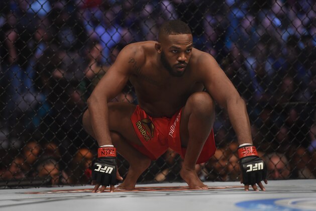 LAS VEGAS, NV - JANUARY 03:  Jon Jones prepares for his UFC light heavyweight championship bout against Daniel Cormier during the UFC 182 event at the MGM Grand Garden Arena on January 3, 2015 in Las Vegas, Nevada.  (Photo by Jeff Bottari/Zuffa LLC/Zuffa LLC via Getty Images)