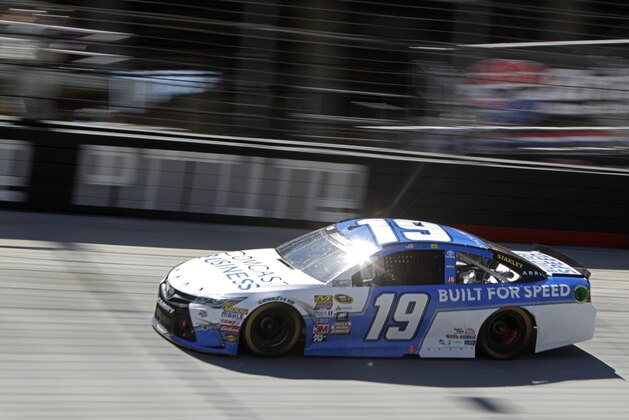 Sprint Cup Series driver Carl Edwards (19) during a NASCAR Sprint Cup Series auto race, Sunday, April 17, 2016 in Bristol, Tenn. (AP Photo/Wade Payne)