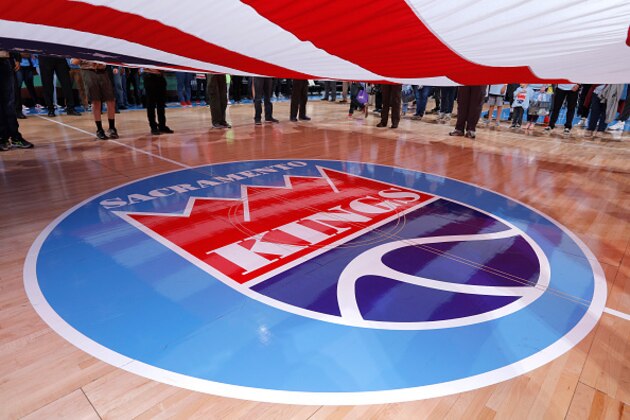 SACRAMENTO, CA - FEBRUARY 26: A shot of the retro Sacramento Kings logo during the National anthem of the game between the Los Angeles Clippers and Sacramento Kings on February 26, 2016 at Sleep Train Arena in Sacramento, California. NOTE TO USER: User expressly acknowledges and agrees that, by downloading and or using this photograph, User is consenting to the terms and conditions of the Getty Images Agreement. Mandatory Copyright Notice: Copyright 2016 NBAE (Photo by Rocky Widner/NBAE via Getty Images)
