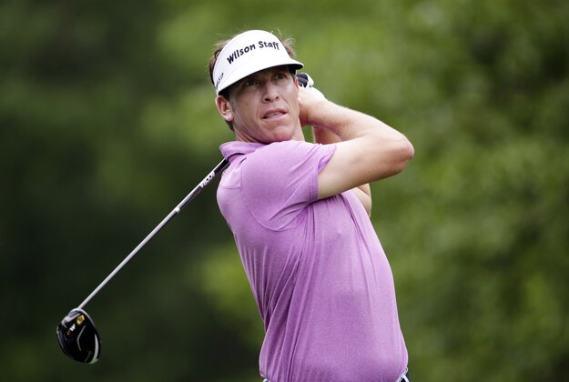 Mar 31, 2016; Humble, TX, USA; Ricky Barnes tees off during the first round of the Shell Houston Open at Golf Club of Houston - The Tournament Course. Mandatory Credit: Erich Schlegel-USA TODAY Sports