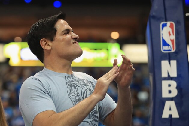 DALLAS, TX - APRIL 21:  Owner, Mark Cuban before game three of the Western Conference Quarterfinals of the 2016 NBA Playoffs at American Airlines Center on April 21, 2016 in Dallas, Texas.  NOTE TO USER: User expressly acknowledges and agrees that, by downloading and or using this photograph, User is consenting to the terms and conditions of the Getty Images License Agreement.  (Photo by Ronald Martinez/Getty Images)