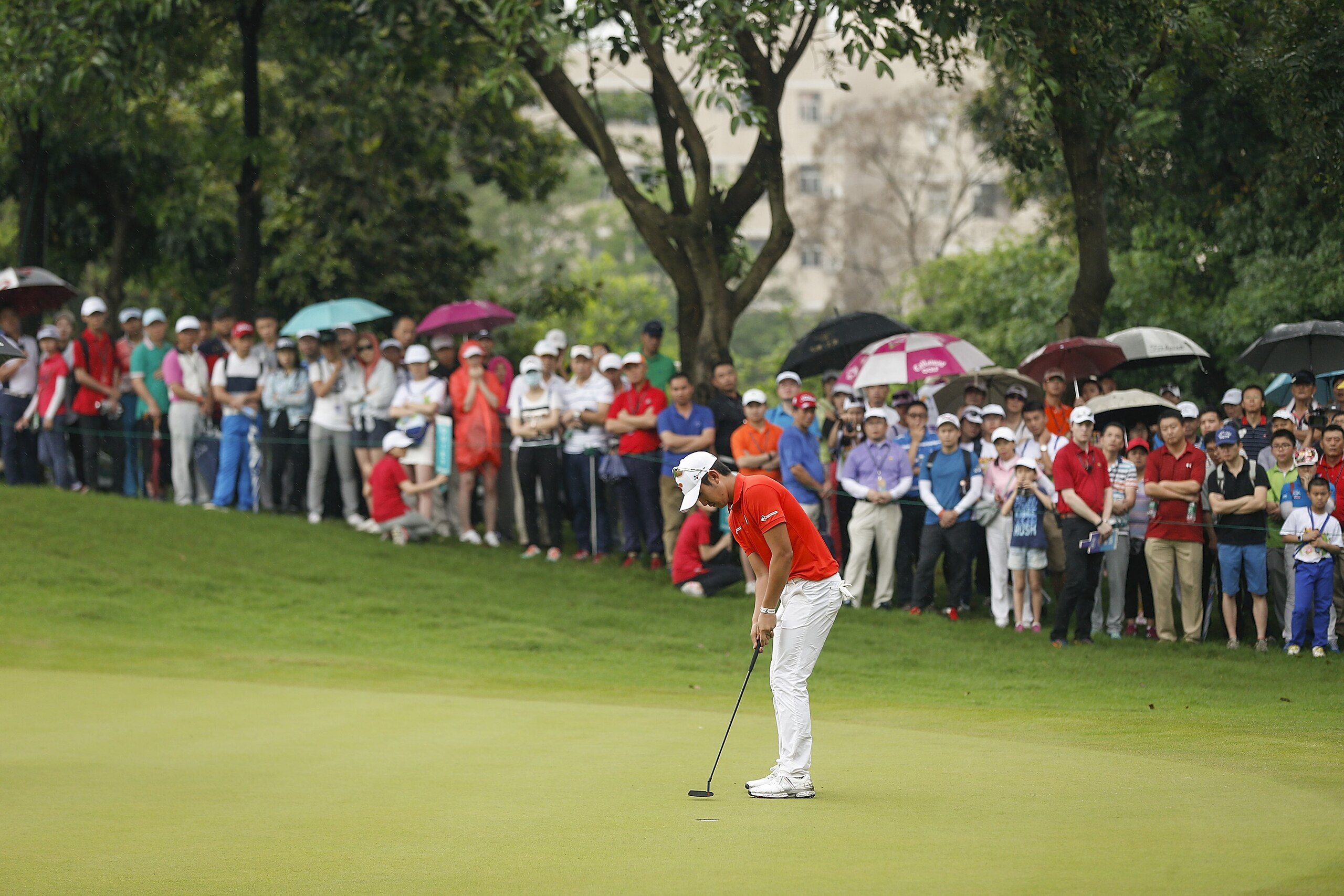 SHENZHEN, CHINA - APRIL 24:  Soomin Lee of South Korea plays a shot during the final round of the Shenzhen International at Genzon Golf Club on April 24, 2016 in Shenzhen, China.  (Photo by Lintao Zhang/Getty Images)
