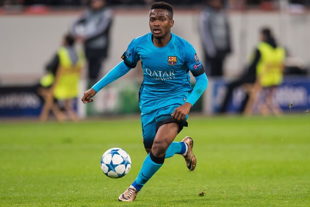 Wilfrid Kaptoum of FC Barcelona during the UEFA Champions League match between Bayer 04 Leverkusen and FC Barcelona on December 9, 2015 at the BayArena in Leverkusen, Germany.(Photo by VI Images via Getty Images)
