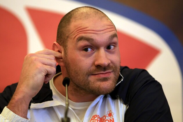 LONDON, ENGLAND - APRIL 13:  Tyson Fury speaks to the press during a Boxing Press Conference at the Landmark Hotel on April 13, 2016 in London, England.  (Photo by Ben Hoskins/Getty Images)