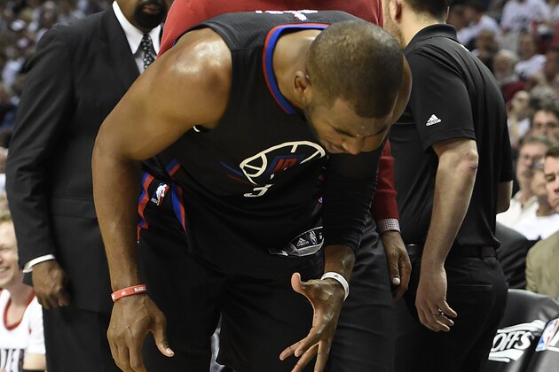 PORTLAND, OR - APRIL 25: Chris Paul #3 of the Los Angeles Clippers walks off the court after he injured his hand in the third quarter of Game Four of the Western Conference Quarterfinals against the Portland Trail Blazers during the 2016 NBA Playoffs at the Moda Center on April 25, 2016 in Portland, Oregon. The Blazers won the game 98-84. NOTE TO USER: User expressly acknowledges and agrees that by downloading and/or using this photograph, user is consenting to the terms and conditions of the Getty Images License Agreement. (Photo by Steve Dykes/Getty Images) PORTLAND, OR - APRIL 25: Chris Paul #3 of the Los Angeles Clippers walks off the court after he injured his hand in the third quarter of Game Four of the Western Conference Quarterfinals against the Portland Trail Blazers during the 2016 NBA Playoffs at the Moda Center on April 25, 2016 in Portland, Oregon. The Blazers won the game 98-84. NOTE TO USER: User expressly acknowledges and agrees that by downloading and/or using this photograph, user is consenting to the terms and conditions of the Getty Images License Agreement. (Photo by Steve Dykes/Getty Images)