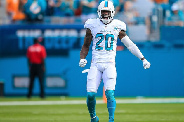 MIAMI GARDENS, FL - DECEMBER 27: Reshad Jones #20 of the Miami Dolphins reacts after a play during the game against the Indianapolis Colts at Sun Life Stadium on December 27, 2015 in Miami Gardens, Florida.  (Photo by Rob Foldy/Getty Images)