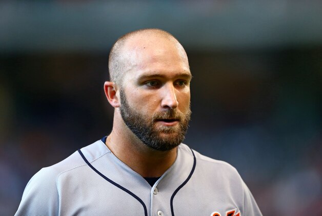 Aug 16, 2015; Houston, TX, USA; Detroit Tigers outfielder Tyler Collins against the Houston Astros at Minute Maid Park. Mandatory Credit: Mark J. Rebilas-USA TODAY Sports