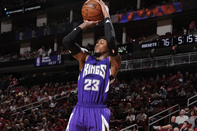 HOUSTON, TX - APRIL 13: Ben McLemore #23 of the Sacramento Kings shoots the ball against the Houston Rockets on April 13, 2016 at the Toyota Center in Houston, Texas. NOTE TO USER: User expressly acknowledges and agrees that, by downloading and or using this photograph, User is consenting to the terms and conditions of the Getty Images License Agreement. Mandatory Copyright Notice: Copyright 2016 NBAE (Photo by Bill Baptist/NBAE via Getty Images)