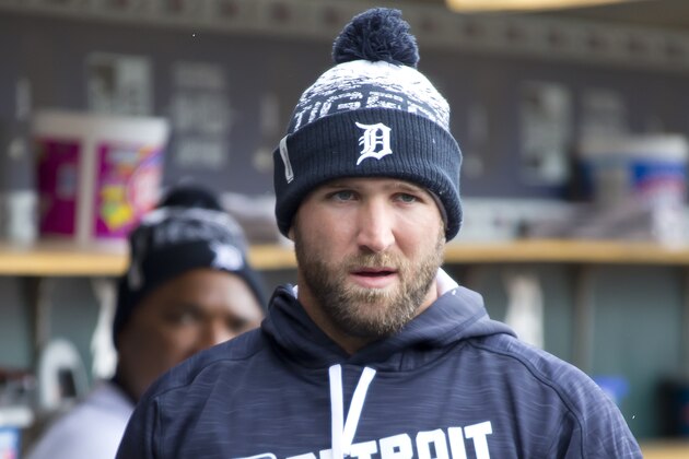 DETROIT, MI - APRIL 9: Tyler Collins #18 of the Detroit Tigers walks around in the dugout during a MLB game against the New York Yankees at Comerica Park on April 9, 2016 in Detroit, Michigan. The Yankees defeated the Tigers 8-4. (Photo by Dave Reginek/Getty Images) *** Local Caption *** Tyler Collins