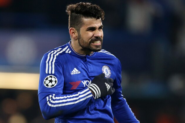 LONDON, ENGLAND - MARCH 9: Diego Costa of Chelsea celebrates his goal during the UEFA Champions League round of 16 second leg match between Chelsea FC and Paris Saint-Germain at Stamford Bridge stadium on March 9, 2016 in London, England. (Photo by Jean Catuffe/Getty Images)