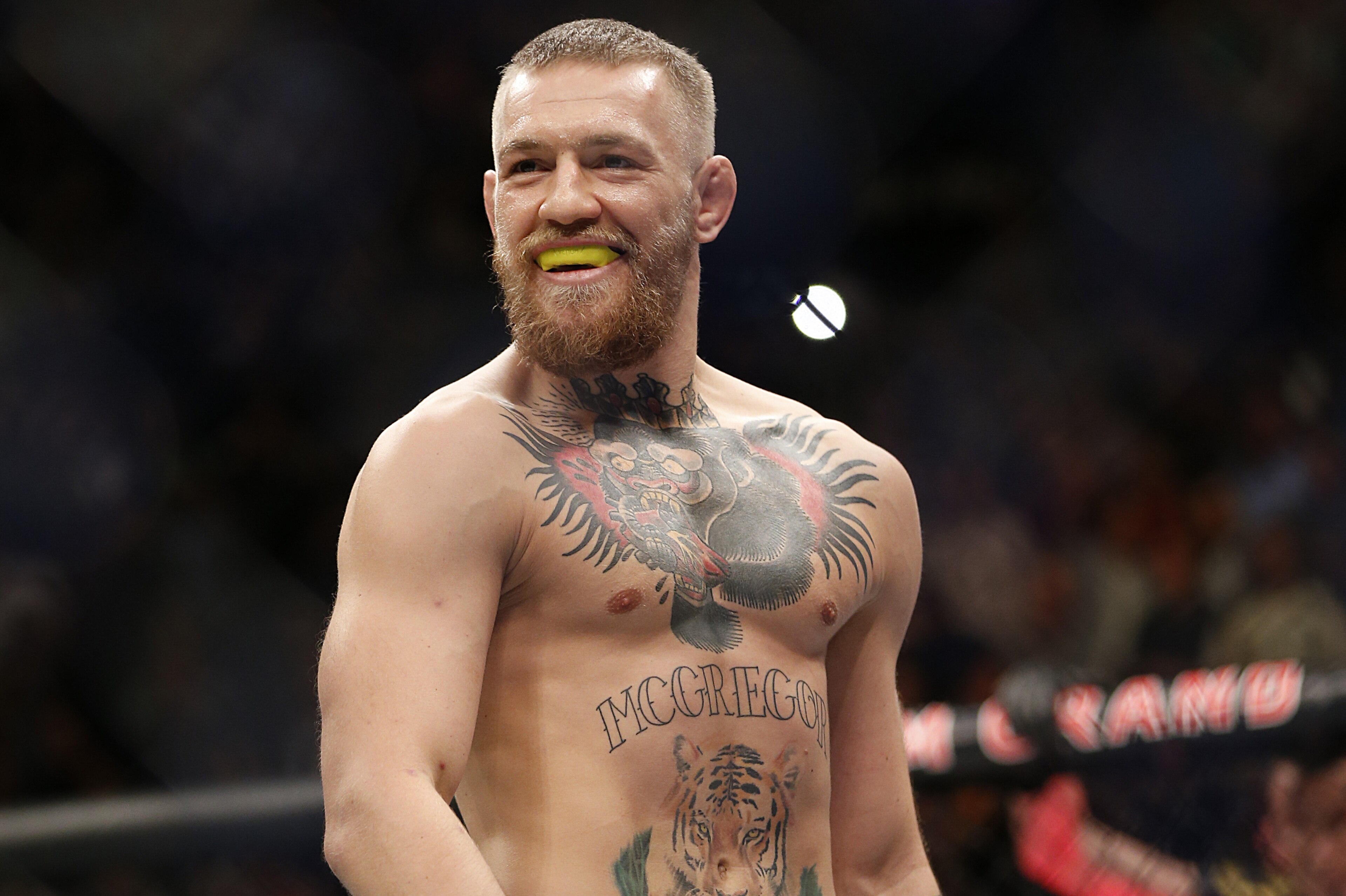 Conor McGregor awaits the start of his UFC 196 welterweight mixed martial arts match against Nate Diaz, Saturday, March 5, 2016, in Las Vegas.  Diaz won by submission. (AP Photo/Eric Jamison)