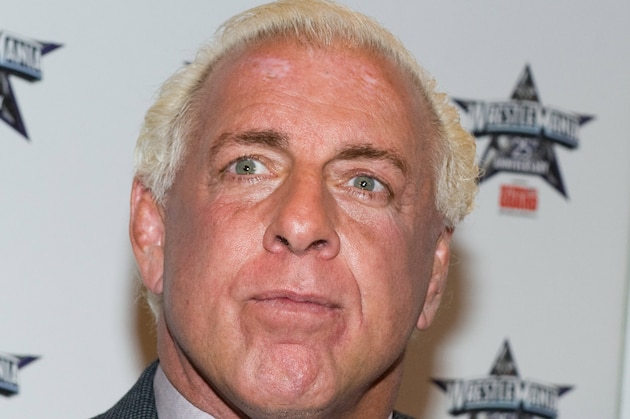 Wrestler Ric Flair attends the 25th Anniversary of WrestleMania press conference at the Hard Rock Cafe, Tuesday, March 31, 2009, in New York. (AP Photo/Charles Sykes)