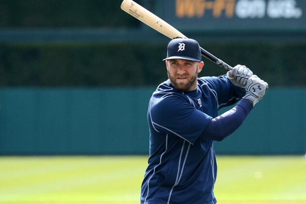 DETROIT, MICHIGAN - APRIL 08:  Tyler Collins #18 of the Detroit Tigers looks on prior to the Opening Day game against the New York Yankees at Comerica Park on April 8, 2016 in Detroit, Michigan. The Tigers defeated the Yankees 4-0.  (Photo by Mark Cunningham/MLB Photos via Getty Images)