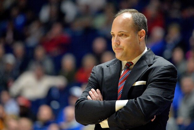 Mar 10, 2016; Nashville, TN, USA; Georgia Bulldogs head coach Mark Fox during the first half of the fifth game of the SEC tournament against the Mississippi State Bulldogs at Bridgestone Arena. Alabama won 81-73. Mandatory Credit: Jim Brown-USA TODAY Sports