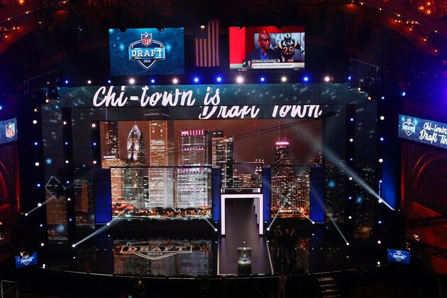 Apr 28, 2016; Chicago, IL, USA;  A general view of the stage and podium before the 2016 NFL Draft at the Auditorium Theatre. Mandatory Credit: Jerry Lai-USA TODAY Sports