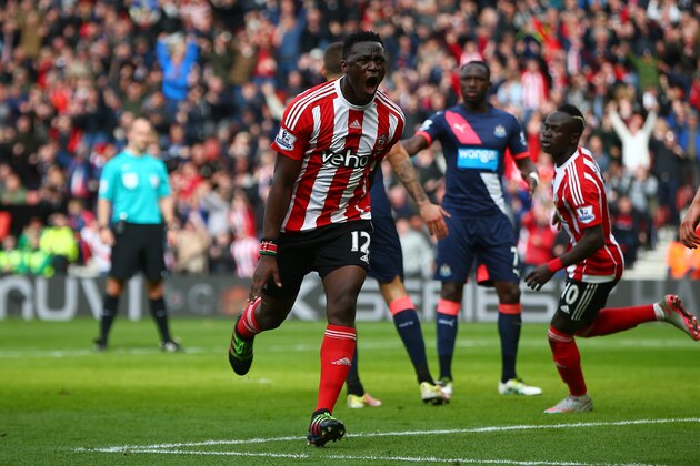 SOUTHAMPTON, UNITED KINGDOM - APRIL 09:  Victor Wanyama of Southampton celebrates scoring his team's third goal during the Barclays Premier League match between Southampton and Newcastle United at St Mary's Stadium on April 9, 2016 in Southampton, England.  (Photo by Jordan Mansfield/Getty Images)