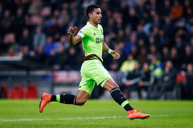 EINDHOVEN, NETHERLANDS - MARCH 20:  Anwar El Ghazi of Ajax in action during the Eredivisie match between PSV Eindhoven and Ajax Amsterdam held at Philips Stadium on March 20, 2016 in Eindhoven, Netherlands.  (Photo by Dean Mouhtaropoulos/Getty Images)