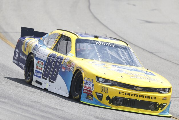Apr 23, 2016; Richmond, VA, USA; Xfinity Series driver Dale Earnhardt Jr. (88) races during the Toyotacare 250 at Richmond International Raceway. Mandatory Credit: Amber Searls-USA TODAY Sports