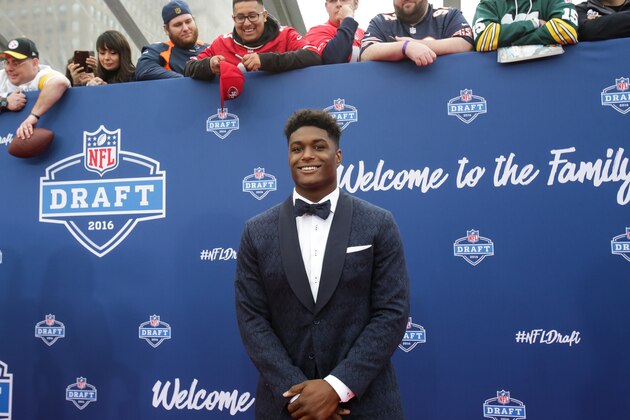 CHICAGO, IL - APRIL 28:  Draftee Myles Jack of UCLA arrives to the 2016 NFL Draft at the Auditorium Theatre of Roosevelt University on April 28, 2016 in Chicago, Illinois.  (Photo by Kena Krutsinger/Getty Images)