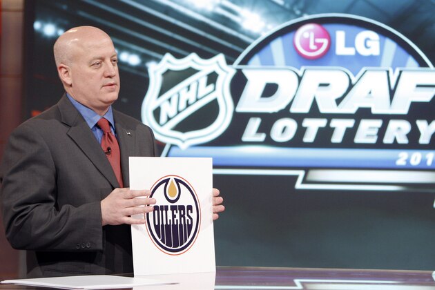 TORONTO - APRIL 13: Deputy Commissioner of the NHL Bill Daly announces top pick to the Edmonton Oilers during the NHL Draft Lottery Drawing at the TSN Studio April 13, 2010 in Toronto, Ontario, Canada. (Photo by Abelimages / Getty Images for NHL)
