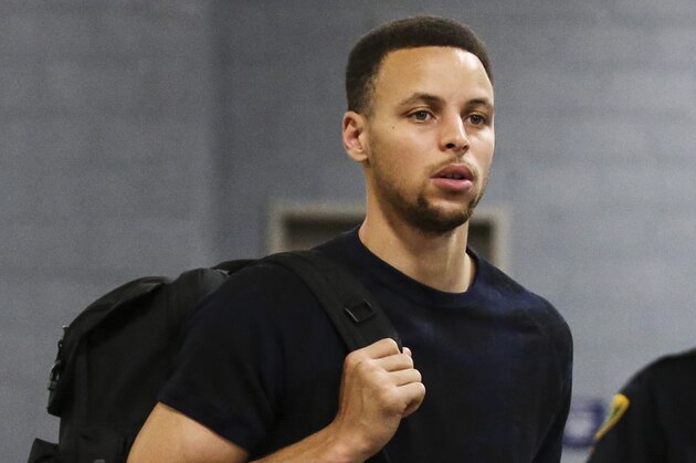 Apr 21, 2016; Houston, TX, USA; Golden State Warriors guard Stephen Curry (30) arrives before game three of the first round of the NBA Playoffs against the Houston Rockets at Toyota Center. Mandatory Credit: Troy Taormina-USA TODAY Sports
