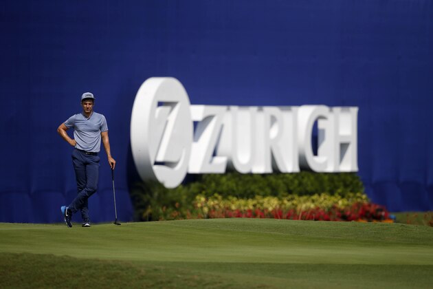 Jamie Lovemark waits to putt on the 18th hole during the second round of the PGA Zurich Classic golf tournament at TPC Louisiana in Avondale, La., Friday, April 29, 2016. (AP Photo/Gerald Herbert)