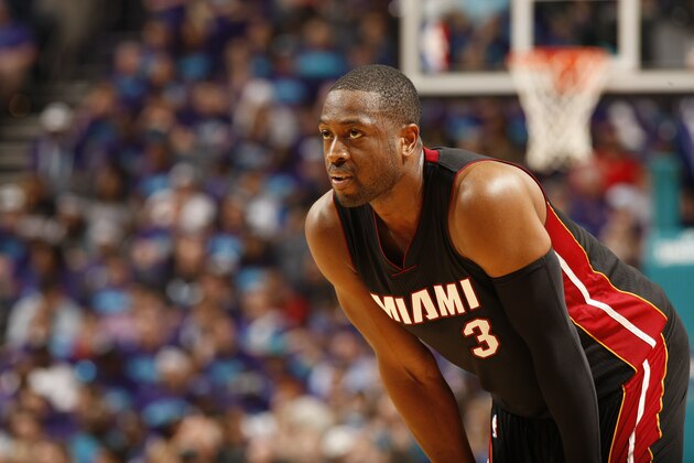 CHARLOTTE, NC - APRIL 29:  Dwyane Wade #3 of the Miami Heat gets ready to shoot a free throw against the Charlotte Hornets in Game Six of the Eastern Conference Quarterfinals during the 2016 NBA Playoffs on April 29, 2016 at Time Warner Cable Arena in Charlotte, North Carolina. NOTE TO USER: User expressly acknowledges and agrees that, by downloading and or using this photograph, User is consenting to the terms and conditions of the Getty Images License Agreement.  Mandatory Copyright Notice:  Copyright 2016 NBAE (Photo by Kent Smith/NBAE via Getty Images)