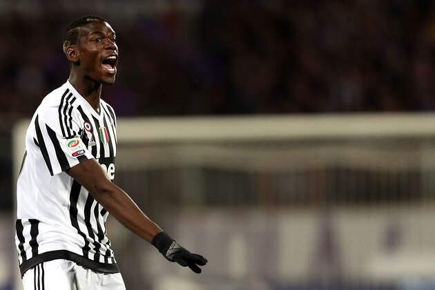 FLORENCE, ITALY - APRIL 24:Paul Pogba of Juventus FC reatcs  during the Serie A match between ACF Fiorentina and Juventus FC at Stadio Artemio Franchi on April 24, 2016 in Florence, Italy.  (Photo by Gabriele Maltinti/Getty Images)