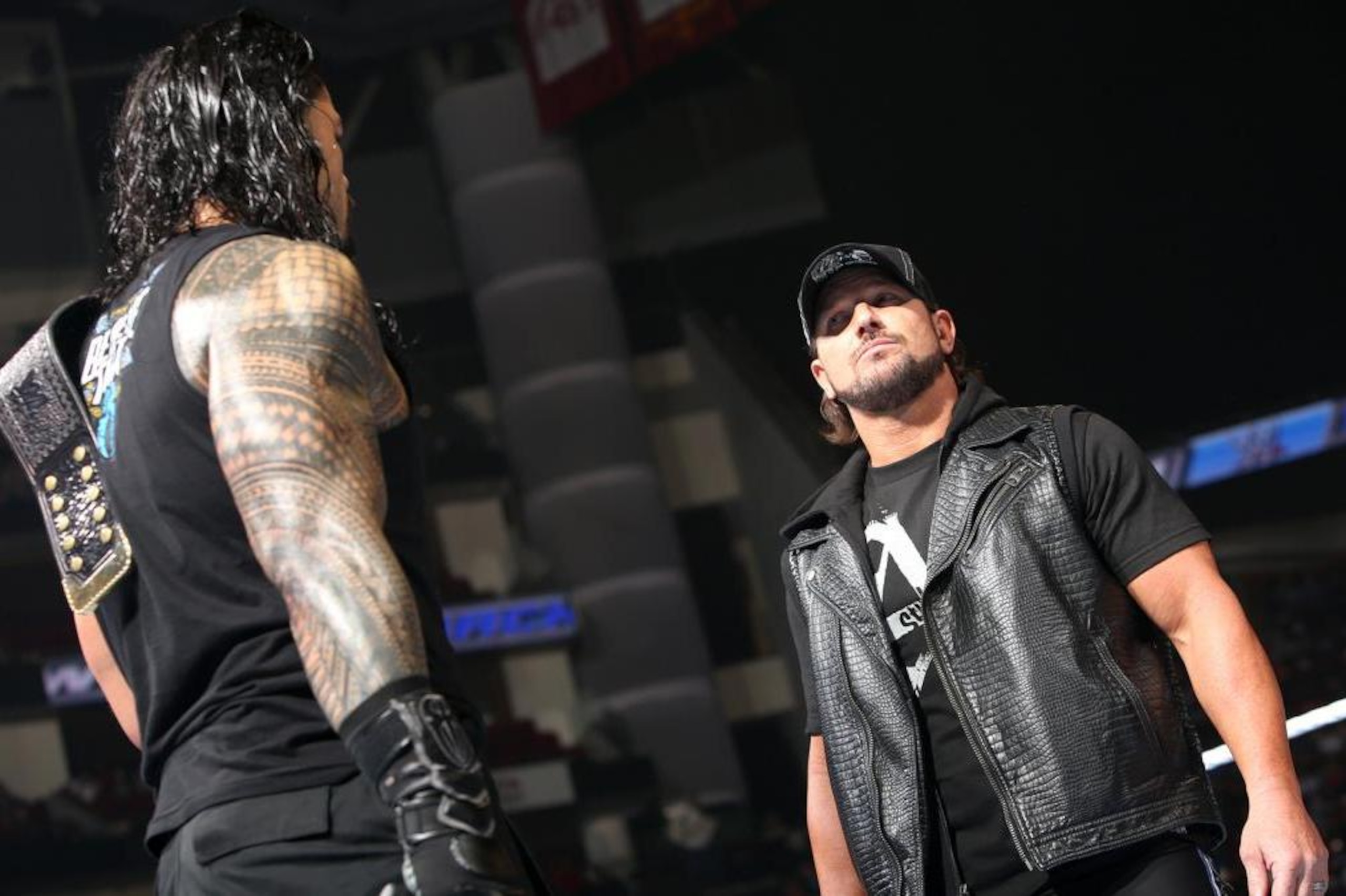 Roman Reigns and AJ Styles. Roman Reigns and AJ Styles.