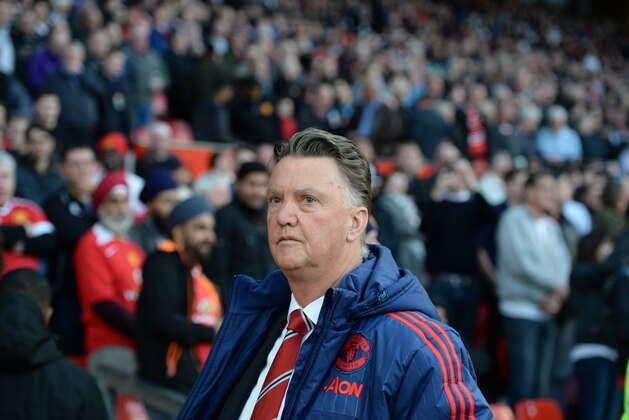Manchester United's Dutch manager Louis van Gaal looks on before the English Premier League football match between Manchester United and Crystal Palace at Old Trafford in Manchester, north west England, on April 20, 2016. / AFP / OLI SCARFF / RESTRICTED TO EDITORIAL USE. No use with unauthorized audio, video, data, fixture lists, club/league logos or 'live' services. Online in-match use limited to 75 images, no video emulation. No use in betting, games or single club/league/player publications.  /         (Photo credit should read OLI SCARFF/AFP/Getty Images)