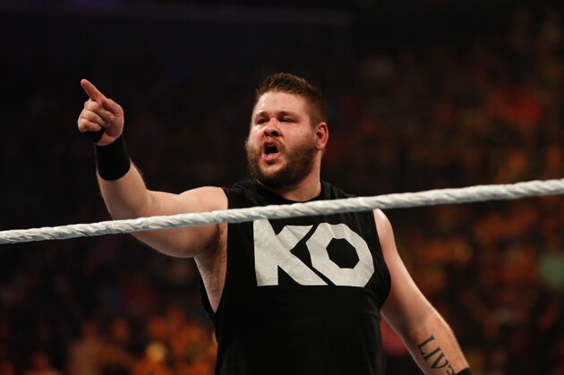 NEW YORK, NY - AUGUST 23:  Kevin Owens celebrates his victory over Cesaro at the WWE SummerSlam 2015 at Barclays Center of Brooklyn on August 23, 2015 in New York City.  (Photo by JP Yim/Getty Images)