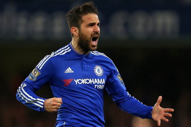 LONDON, ENGLAND - MAY 02 :  Cesc Fabregas of Chelsea celebrates during the Barclays Premier League match between Chelsea and Tottenham Hotspur at Stamford Bridge on May 2, 2016 in London, England.  (Photo by Catherine Ivill - AMA/Getty Images)