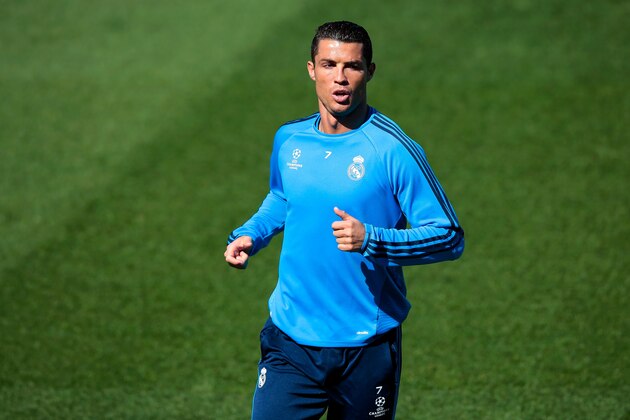 MADRID, SPAIN - MAY 03:  Cristiano Ronaldo of Real Madrid warms up during a training session ahead of the UEFA Champions League Semi Final Second Leg between Real Madrid and Manchester City at Valdebebas training ground on May 3, 2016 in Madrid, Spain.  (Photo by Gonzalo Arroyo Moreno/Getty Images)