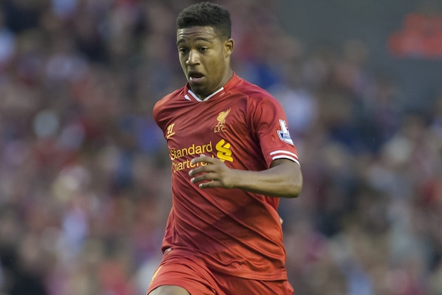 Liverpool's Jordon Ibe takes the ball downfield during his team's English League Cup soccer match against Notts County at Anfield Stadium, Liverpool, England, Tuesday Aug. 27, 2013. (AP Photo/Jon Super)