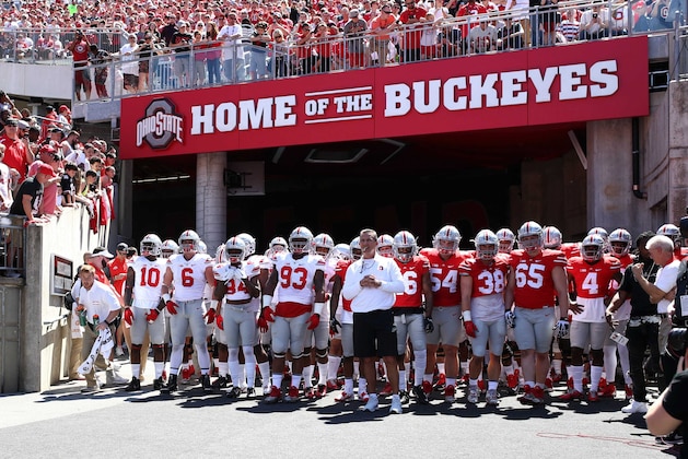 Apr 16, 2016; Columbus, OH, USA; Ohio State head coach Urban Meyer waits to lead his team onto the field during the Ohio State Spring Game at Ohio Stadium. Mandatory Credit: Aaron Doster-USA TODAY Sports