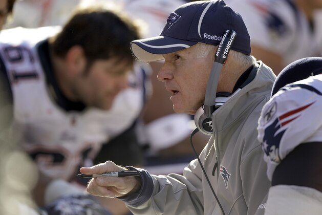 New England Patriots assistant head coach Dante Scarnecchia talks to some players during the third quarter against the Cleveland Browns during their NFL football game on Sunday, Nov. 7, 2010, in Cleveland. (AP Photo/Amy Sancetta) New England Patriots assistant head coach Dante Scarnecchia talks to some players during the third quarter against the Cleveland Browns during their NFL football game on Sunday, Nov. 7, 2010, in Cleveland. (AP Photo/Amy Sancetta)