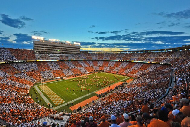 Sep 12, 2015; Knoxville, TN, USA; General view of Neyland Stadium at halftime during the game between Tennessee Volunteers and the Oklahoma Sooners. Oklahoma won 31-24. Mandatory Credit: Jim Brown-USA TODAY Sports