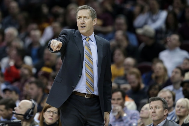 Phoenix Suns head coach Jeff Hornacek watches in the first half of an NBA basketball game against the Cleveland Cavaliers, Wednesday, Jan. 27, 2016, in Cleveland. (AP Photo/Tony Dejak)