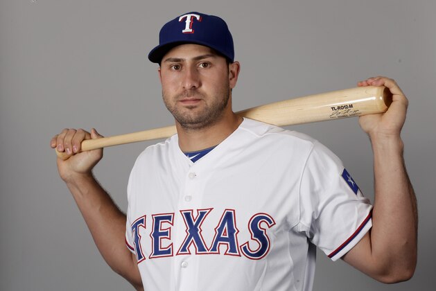 This is a 2016 photo of Joey Gallo of the Texas Rangers baseball team. This image reflects the Texas Rangers active roster as of Sunday, Feb. 28, 2016, when this image was taken. (AP Photo/Charlie Riedel)