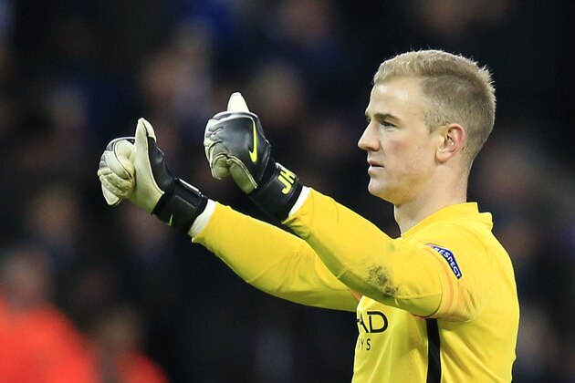 Manchester City's goalkeeper Joe Hart reacts at the end of the Champions League semifinal soccer match between Manchester City and Real Madrid, at the City of Manchester stadium in Manchester, England, Tuesday, April 26, 2016. (AP Photo/Jon Super)