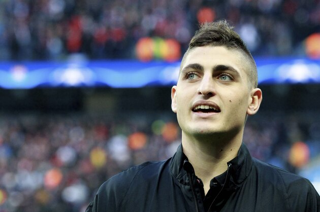 MANCHESTER, ENGLAND - APRIL 12:  Marco Verratti of Paris Saint-Germain reacts during the UEFA Champions League Quarter Final second leg match between Manchester City FC and Paris Saint-Germain at the Etihad Stadium on April 12, 2016 in Manchester, United Kingdom.  (Photo by Xavier Laine/Getty Images )