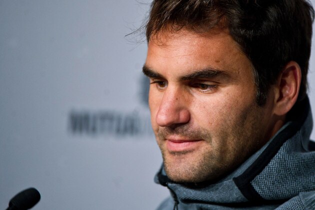 Seventeen-time Grand Slam Swiss champion Roger Federer gives a press conference during the Mutua Open Madrid Tennis 2016 tournament in Madrid on May 2, 2016.
Federer withdrew from the Madrid Masters today citing a back injury. / AFP / STRINGER        (Photo credit should read STRINGER/AFP/Getty Images)