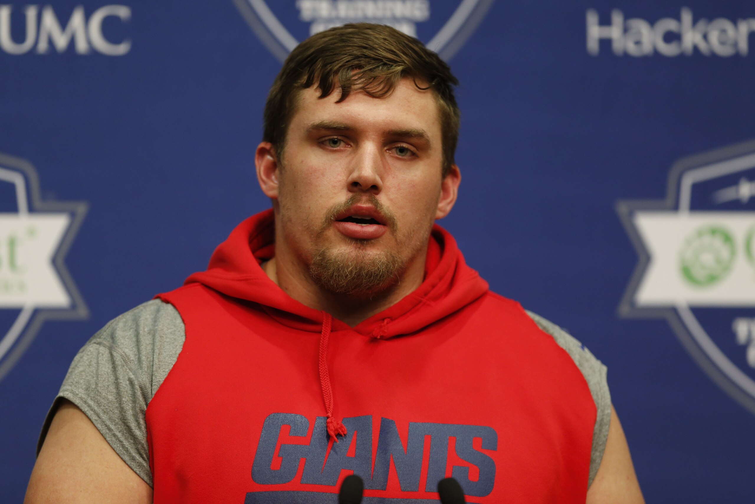 New York Giants' Weston Richburg speaks during a news conference, Thursday, April 23, 2015, in East Rutherford, N.J. (AP Photo/Julio Cortez) New York Giants' Weston Richburg speaks during a news conference, Thursday, April 23, 2015, in East Rutherford, N.J. (AP Photo/Julio Cortez)