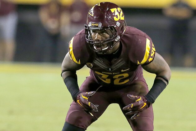 Arizona State linebacker Antonio Longino (32) during the second half of the NCAA college football game against Stanford, Saturday, Oct. 18, 2014, in Tempe, Ariz. (AP Photo/Rick Scuteri)