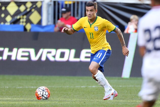 HARRISON, NJ - SEPTEMBER 5: Philippe Coutinho of Brazil in action during the international friendly match between Brazil and Costa Rica at Red Bull Arena on September 5, 2015 in Harrison, New Jersey. (Photo by Jean Catuffe/Getty Images)